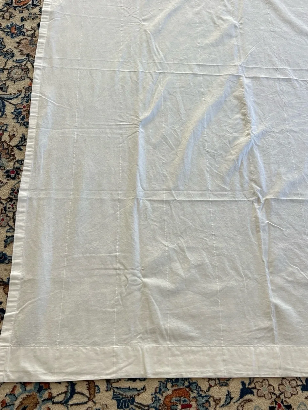 IKEA LENDA Pair of White Tab-Top Curtains in cotton w 8 tabs  56 1/2 x 77 inches